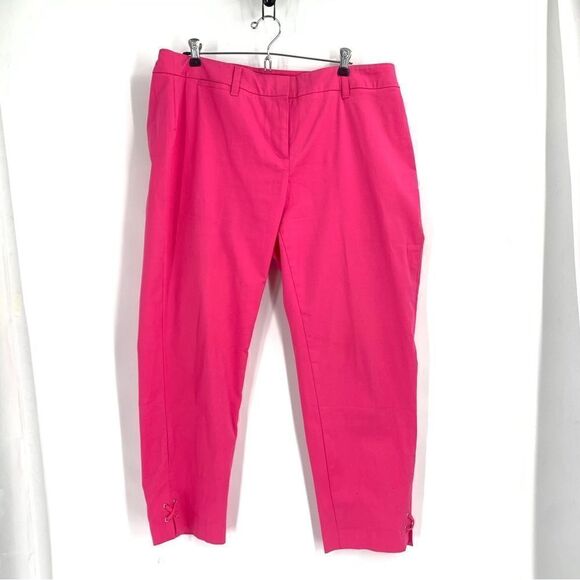 TalbotsWoman Size 14 Hot Pink Cotton Stretch Ankle Pants - Picture 1 of 8
